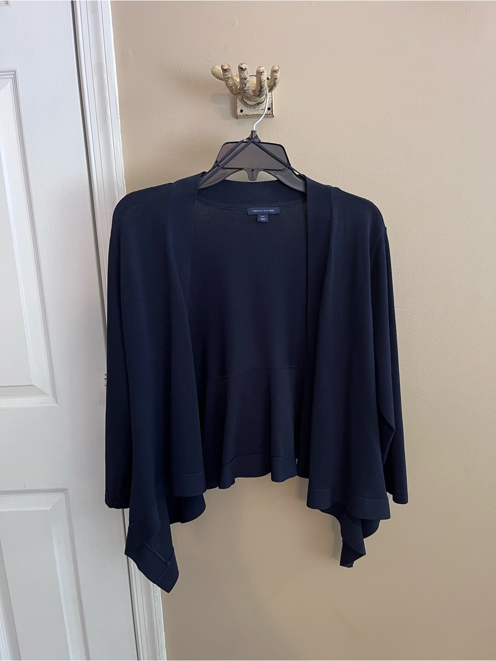 Tommy Hilfiger Navy Open Front Draped Cardigan
